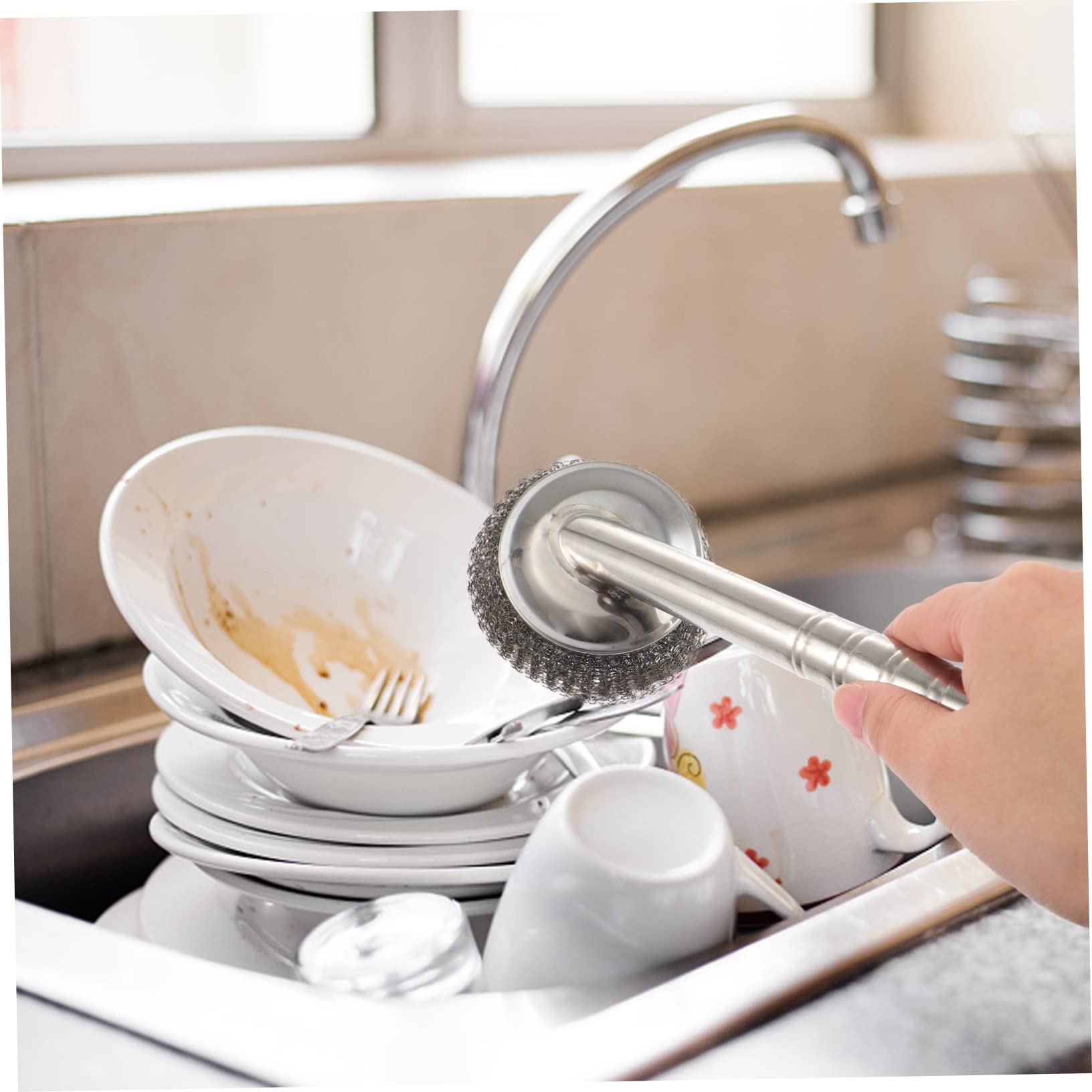 3 Piezas Cepillo de Bolas de Acero Limpieza de Bolas de Alambre Equipo Kitchen Cleaner Dish Brush Esponja Limpieza Limpiador de brochas Limpiador de Platos Cepillo de Cocina Silver Genérico