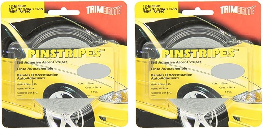Trimbrite T1146 1/8 Pinstripe Silver (Pack of 2)