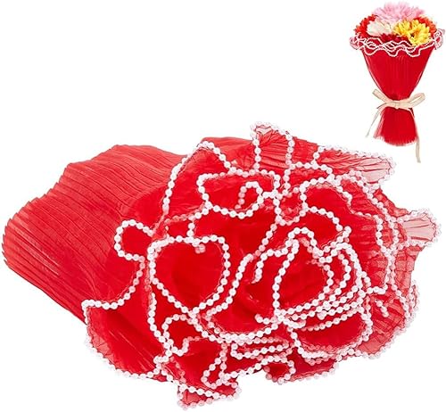 Miniatura 8 de BENECREAT Papel de malla de envoltura de flores negras, papel de embalaje de ramo de perlas, papel de embalaje arrugado translúcido para decoración