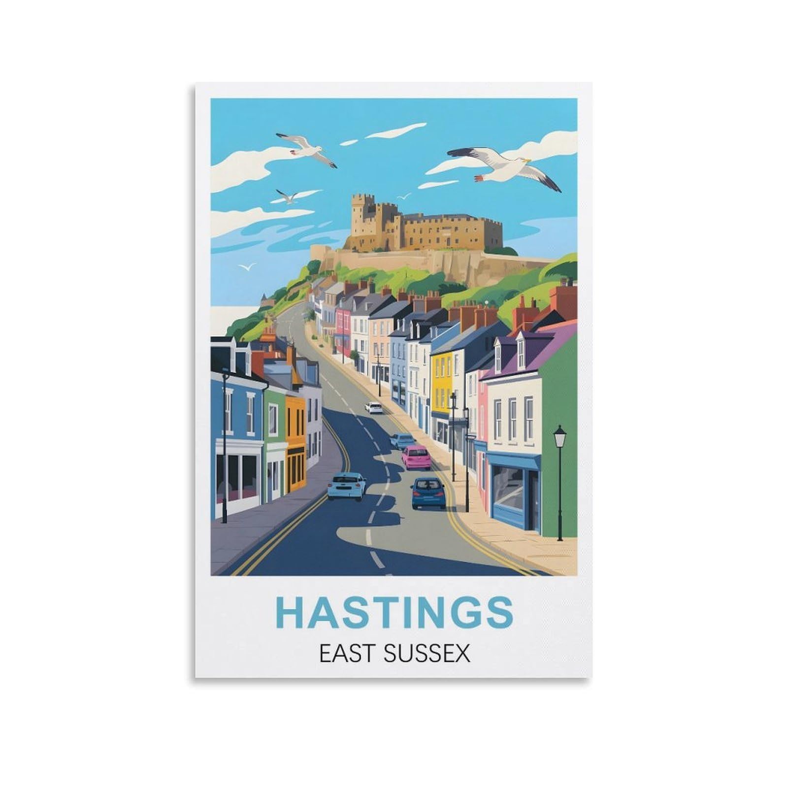 EZMLFA DIY 5D Diamond Painting Kits for Adults,Hastings East Sussex DIY Diamond Art Kits Gem Painting Crafts for Home Wall Decor 50x60cm