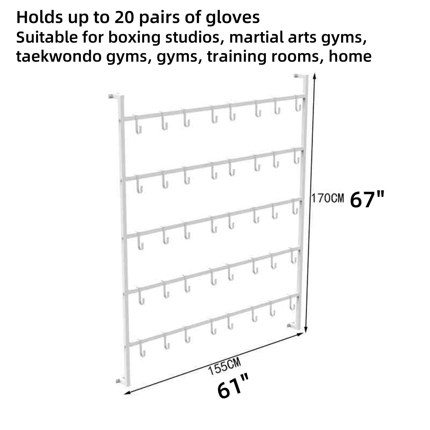Supporto da parete per guantoni da boxe e stendibiancheria, espositore in metallo a 5 ripiani per 20 paia, asciugatura ventilata per palestra e casa