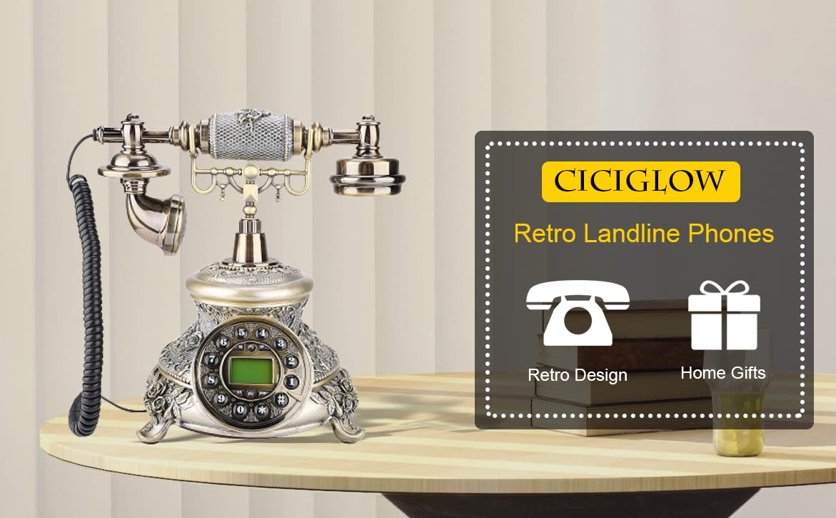 Retro Telephone,European Old Fashioned Antique Landline Phones for Home with Push Button LCD Display Suitable for Home Decor, Office, Star Hotel Decoration