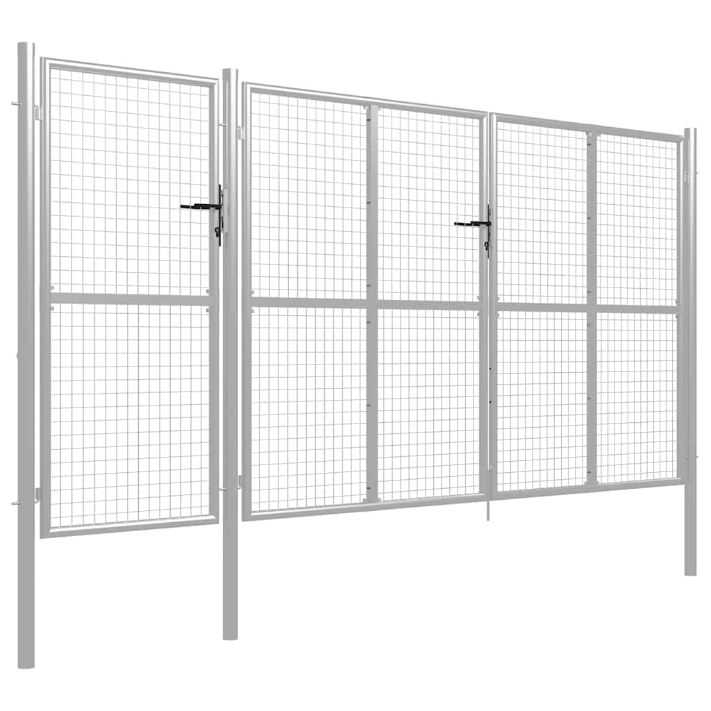 Puerta de jardín de acero 400 x 150 cm color plata