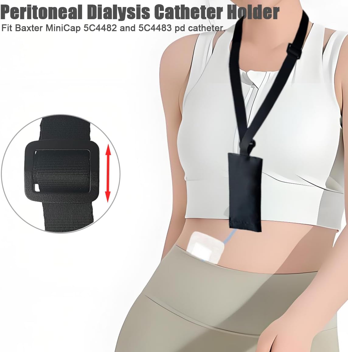 Peritoneal Dialysis Catheter Holder for Baxter,Adjustable PD Catheter Lanyard,PD Transfer Set Catheter Shower Holder for Men/Women - Black (4)