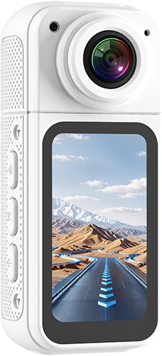 Yoidesu Wearable Camera, 2.7K Thumb Camera Body Camera with170° Wide Angle HD Display Magnetic Mount for Cycling and Daily Vlogging (White)