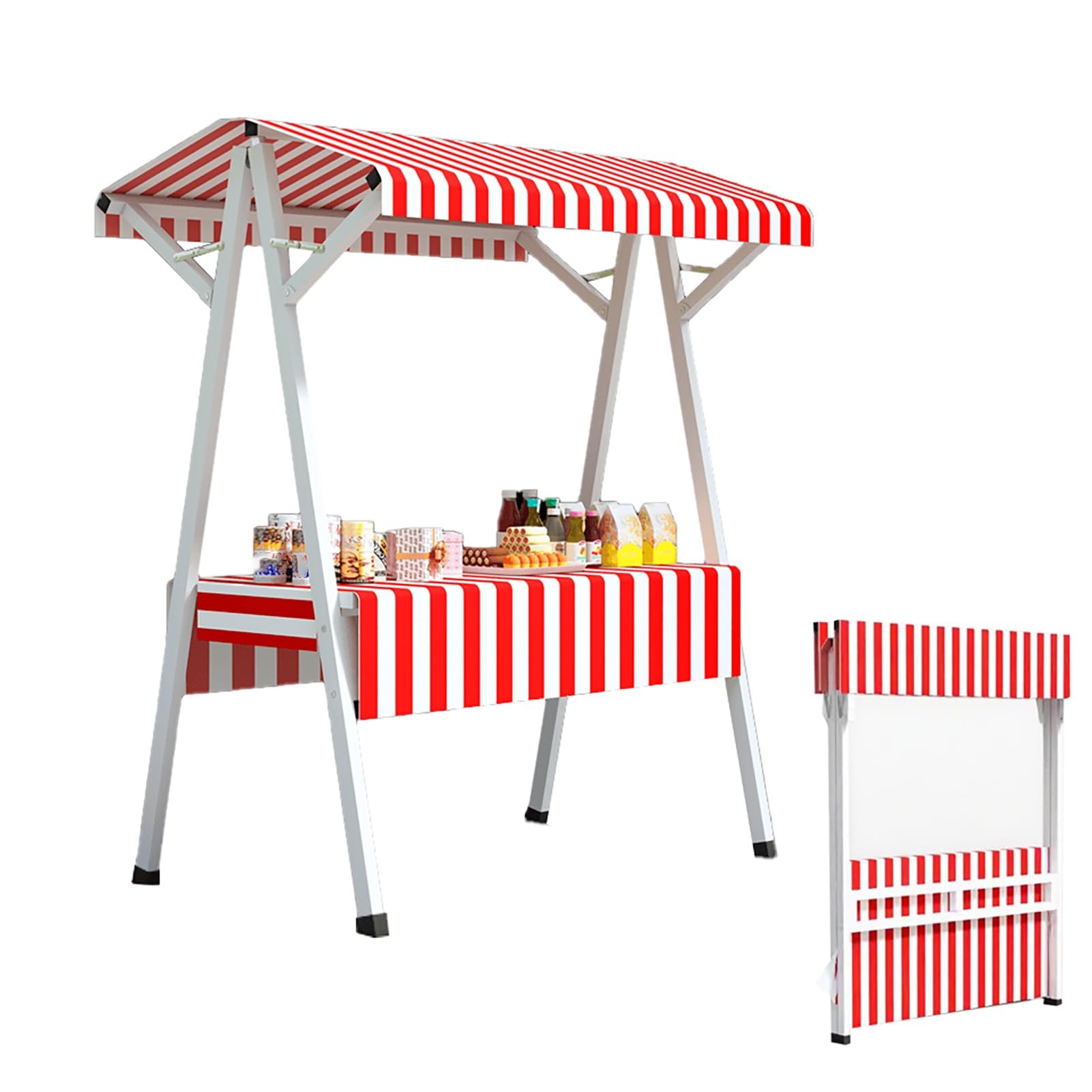Genérico Carrito de Festival con Ruedas, Carrito de Camping Plegable, Carrito de Camping portátil, Carrito Plegable, Carrito de Venta de Comida Plegable con mostrador y toldo, Puesto portátil al Aire