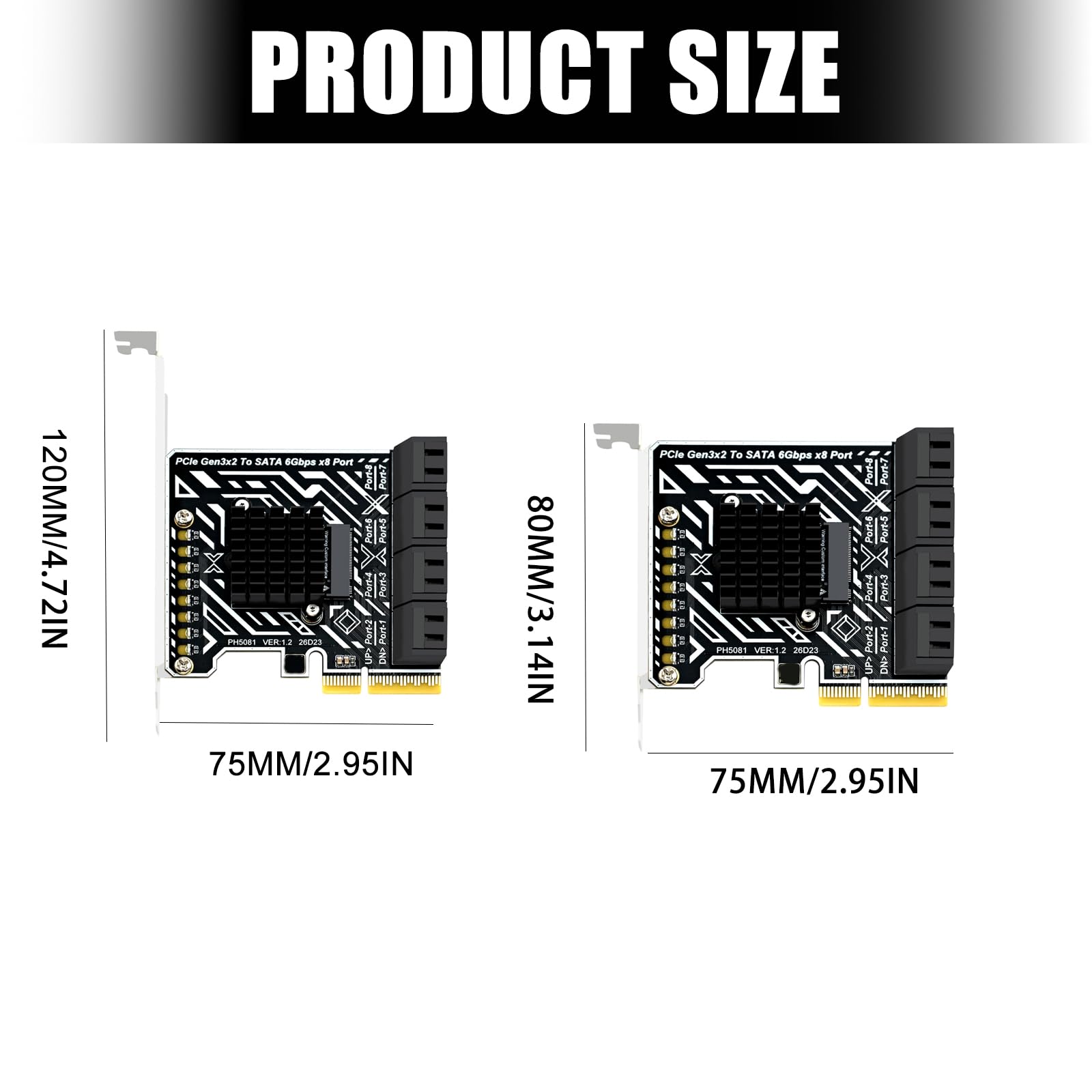 Scheda di espansione PCIE Gen3X2 a SATA3 6Gbps 8 porte SATA3.0, capacità massima 240 TB, trasferimento dati stabile ad alta velocità, con indicatori LED e dissipatore di calore di