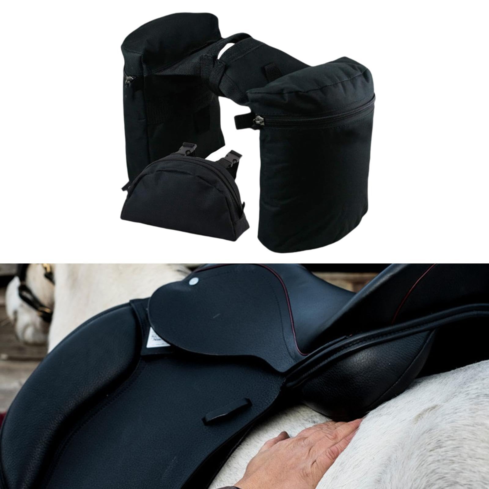 LOVIVER Bolsa para Silla de Montar Conjunto de Bolsa de Cuerno Mochila de Montura Bolsa Versátil Ligera de Tela Oxford Adecuada para Actividades Ecuestres Ave