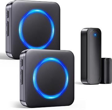Door Chime, Satisure Wireless Door Sensor Chime When Door Opens, Door Alarms for Kids Safety/Business/Home/Hearing Impaired with 700Ft Range 58 Chimes 5 Volume Levels 1T2