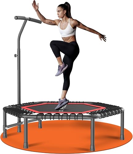 DH FitLife Trampoline Fitness avec Barre Réglable Ø114 cm 150kg 