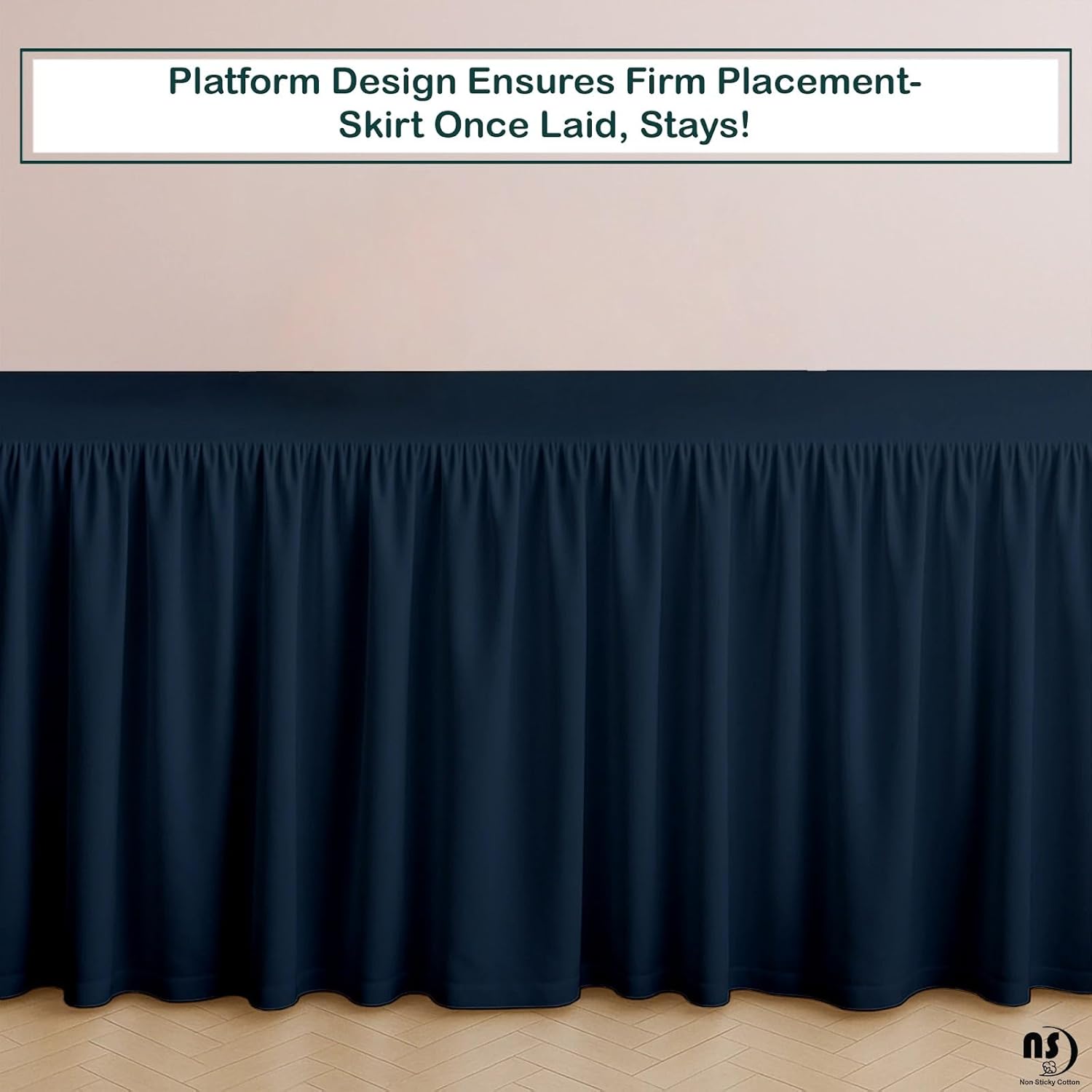 Premium Microfiber King Ruffled Bed Skirt, 21” Drop with Split Corners, Soft Wrinkle Free Bedskirt with Platform, Solid Navy Blue Dust Ruffle for 78" x 80" Mattress