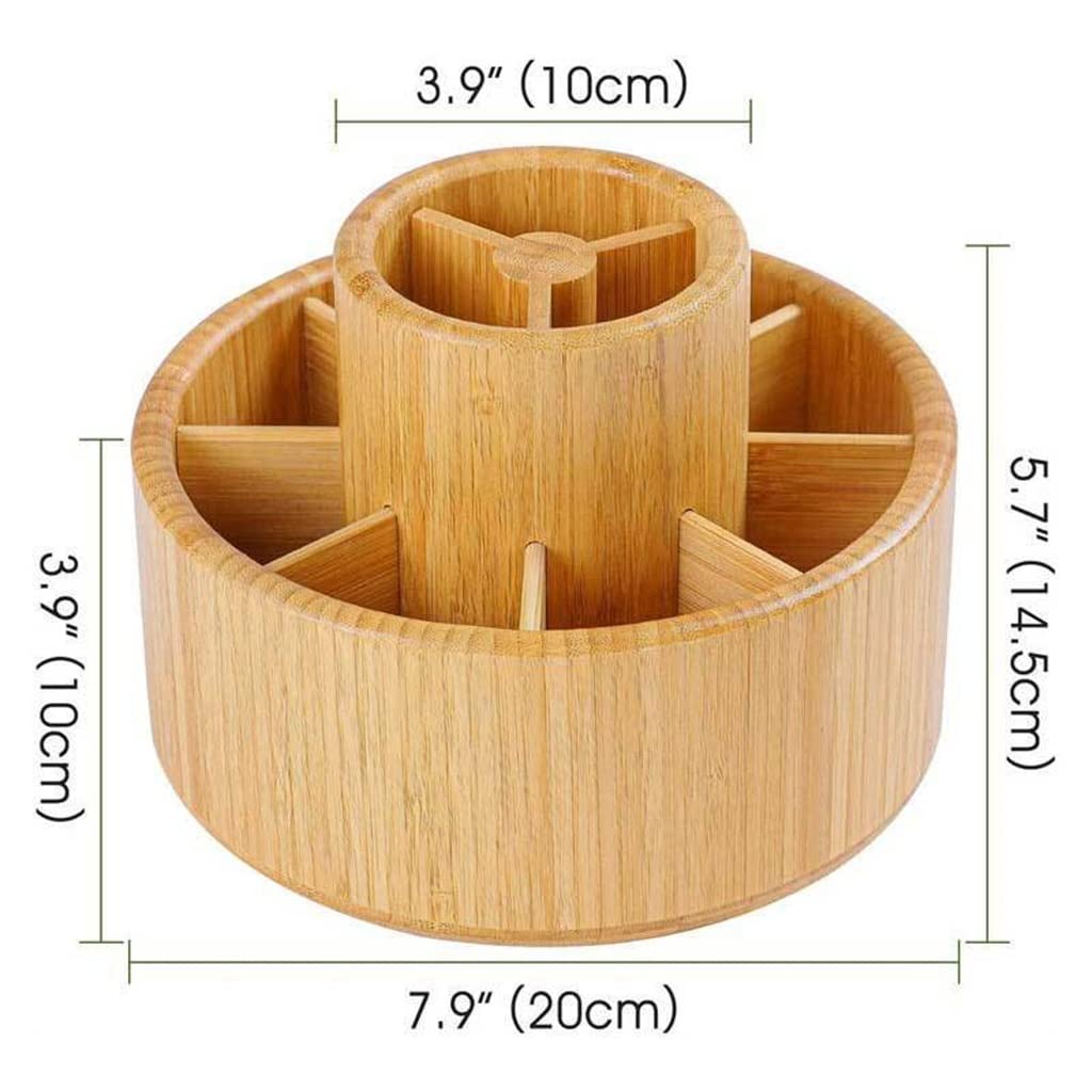 Portalápices de bambú y madera, recipiente de almacenamiento de cepillo giratorio, caja de almacenamiento de Control remoto de escritorio, almacenamiento de herramientas for uñas