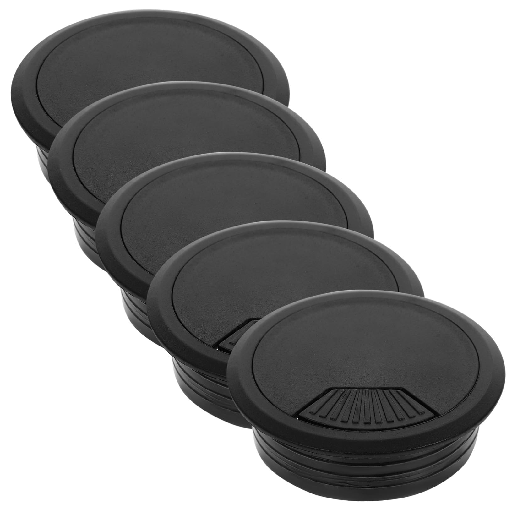 Housoutil Cache-Trou de Câble en Abs Noir 5 Pièces 50mm pour Meubles et Bureau Organiseurs de Câbles Pratiques et Élégants