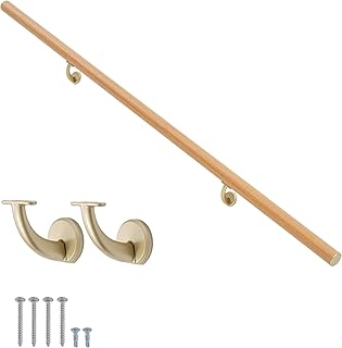 10 FT Modern Aluminum Handrail Set, handrails for Indoor Stairs,Deck,Slope, Wall Mounted Staircase handrails, Zink Alloy Brackets Included,Rust Free. (Cherry Wood Grain, 10 FT)