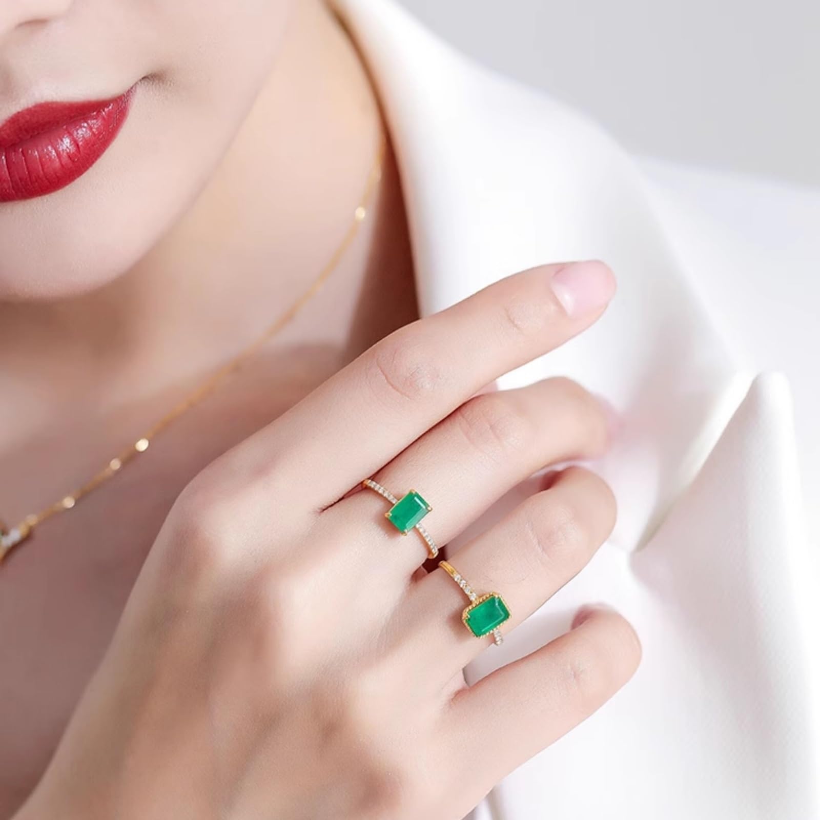 Anillo de compromiso para mujer, oro auténtico, anillo de compromiso, solitario de 1 ct, diamante cultivado en laboratorio