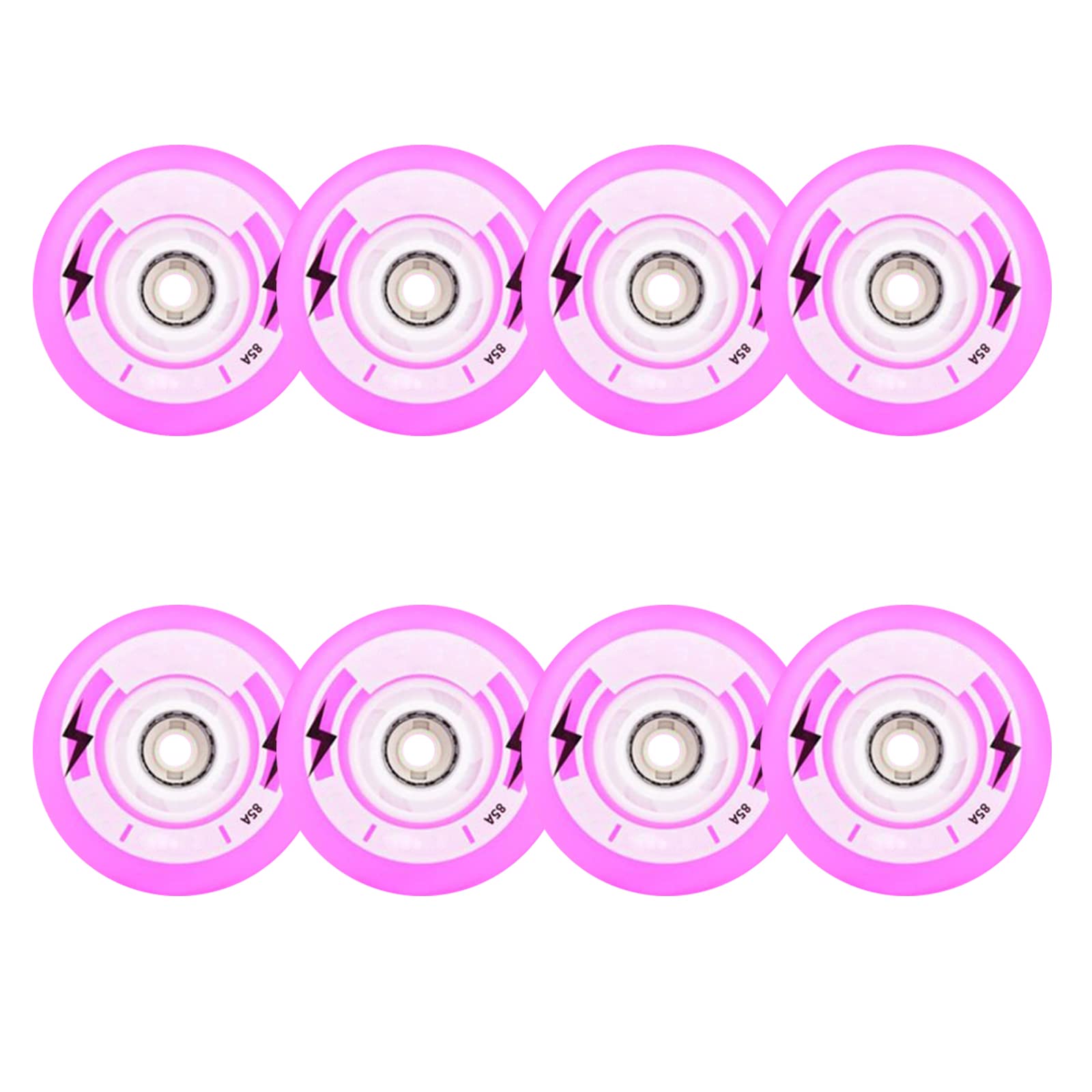 Genérico Ruedas de Repuesto para Patines en Línea Exterior Interior Paquete de 8 Luces Led de 85 A Sin Rodamientos para La Mayoría de 76 mm Y 80 mm