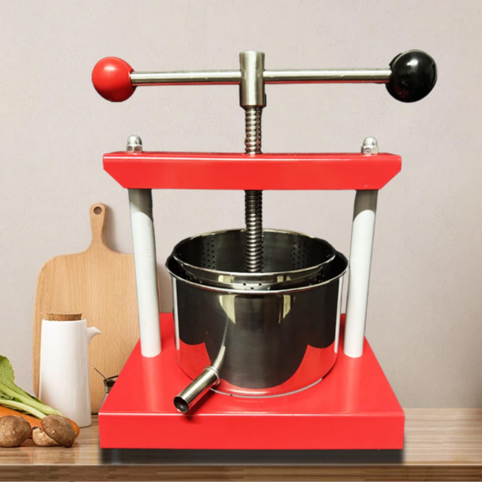 Manual Press Spremi Frutta Pressa Vino Spremiagrumi Estrattore Manuale in Acciaio Inox con E Scarico Integrato per Lavorazioni Alimentari Cucina Domestica Preparazioni Casalinghe