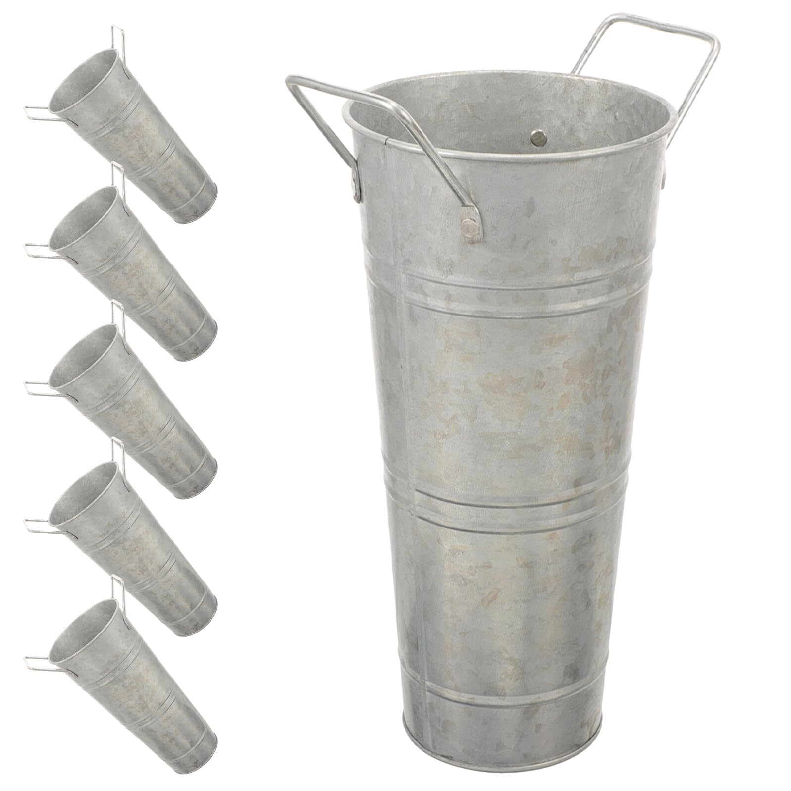 Vase à fleurs en fer galvanisé UKCOCO de 10 pouces pour centre de table mariage champêtre et salon