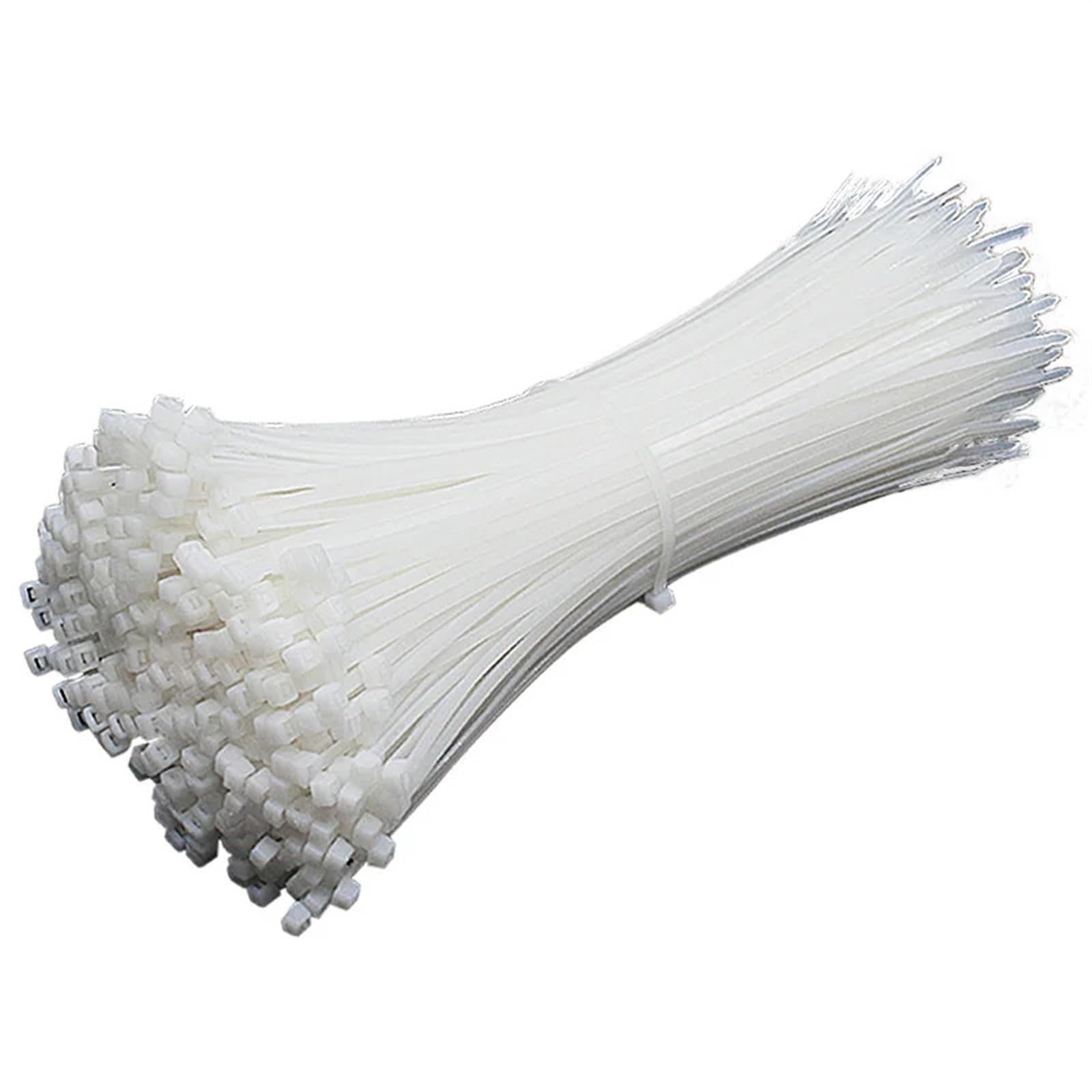 L6nqiag 3X200mm(White) Nylon Cable Ties Self-Locking Plastic Nylon Tie100 Pcs Black/White Cable Tie Fastening Ring Zip Wraps Strap Set(3X200mm(White))