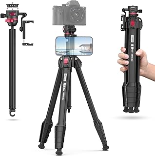 ULANZI TT07 Claw Camera Tripod, 59" Ombra Lightweight Travel Teleprompter Tripod, Professional 5 Section Aluminum Phone Tripod w Claw Quick Release, for Canon Nikon Sony Cameras DSLR iPhone