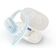 Open Ear Headphones Over Ear Earbuds with Earhook Directional Sound Bluetooth 6.0 Endurance Dual-Layer Silicone Comfort ENC Clear Calls, Waterproof Workout Earphones White