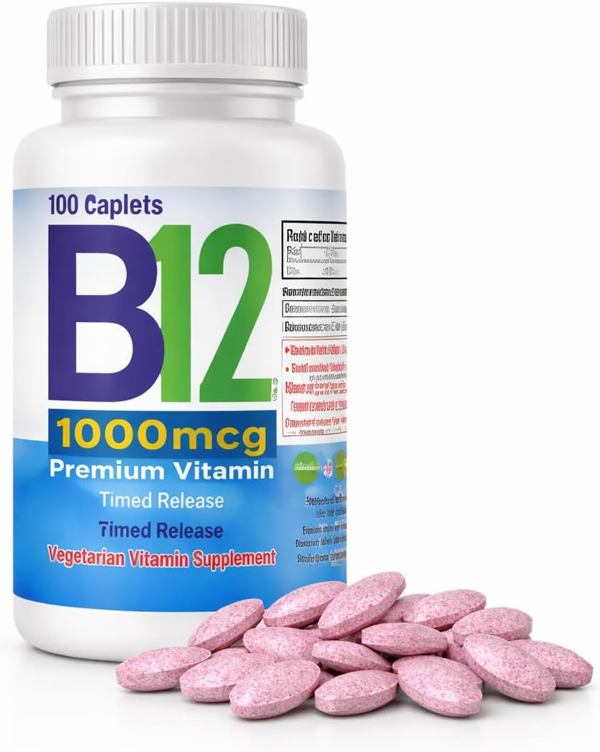 Nutrisalud Products Vitamina B12 de alta potencia, 1000mcg, Set de 2 frascos con 100 tabletas c/u. Combate Anemia, fatiga, aumenta la energia, revitaliza el sistema nervioso.