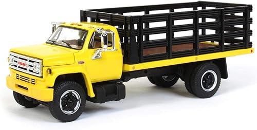164 GMC 6500 Camión de Estaca, Amarillo con Estacas Negras, Exclusivo Primer Engranaje, DCP 60-0966