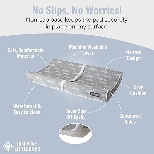 Miniatura 11 de Cambiador de pañales para bebé, suave, impermeable, parte inferior antideslizante, correas de seguridad y diseño ergonómico contorneado, funda