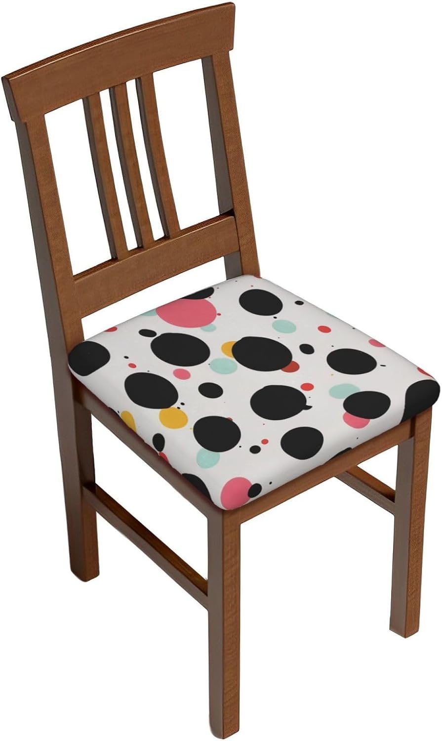 Polka Dot Print Square Cushion Covers 6 Pcs Set Elastic Non-Slip Seat Cushion Slipcovers Pet Furniture Protectors for Chair, Sofa