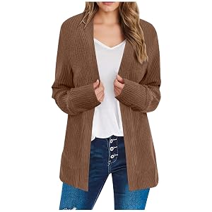 Cardigan Sweaters for Women Long Sleeve Lightweight Open Front Knit Cardigans Casual Loose Sweater Coat Solid Color