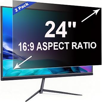 2 Pack Privacy Screen for 24 Inch 169 53.2x29.9cm computer Monitor | Blue Light Filter & Anti-Glare, Removable Screen Privacy Shield | PC Protector Film for flat and curved screens