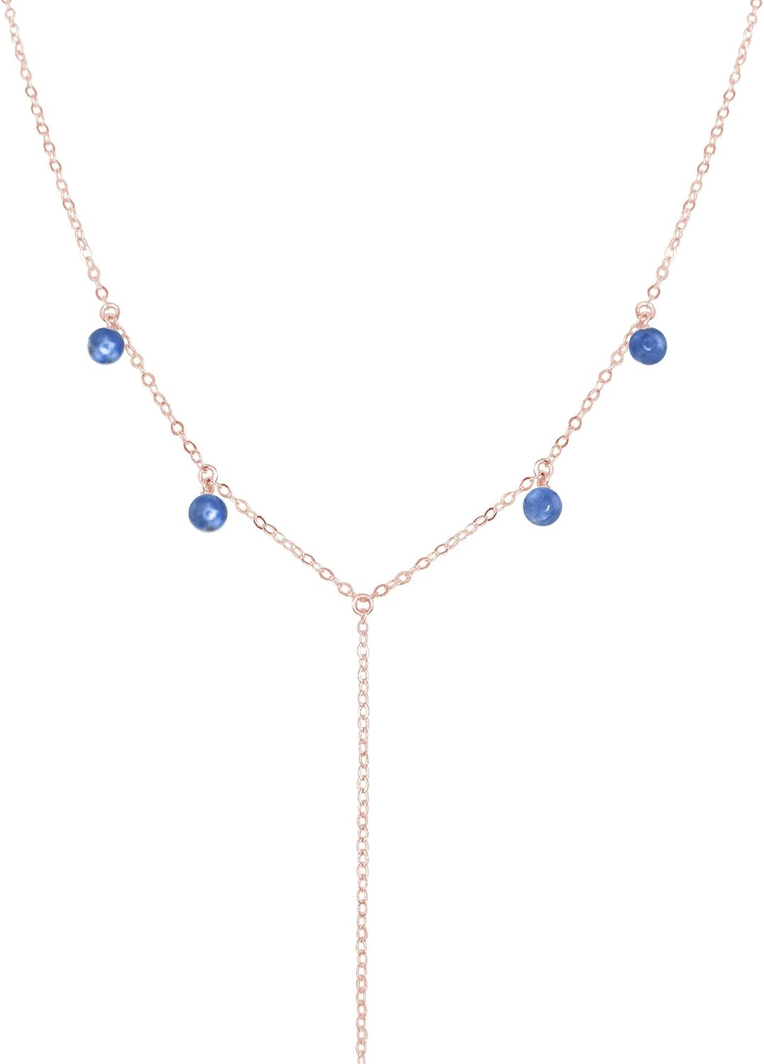 Luna Tide Kyanite Boho Y Necklace in 14k Rose Gold Fill