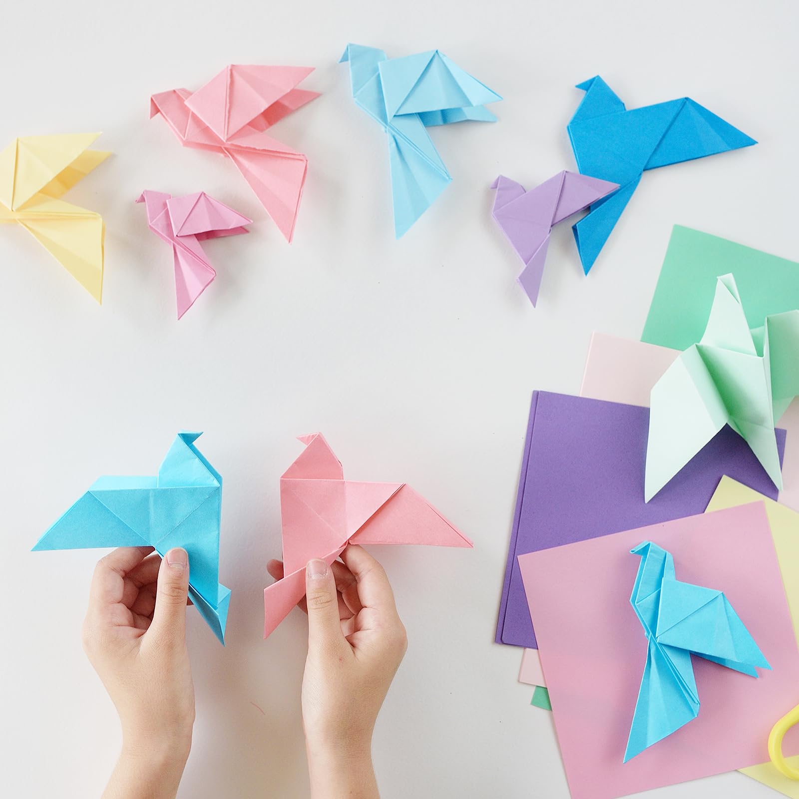 QUARKZMAN 100 Hojas De Papel De Origami Doble Cara Blanco A4 Cuadrado Para Proyectos De Arte Manualidades Principiantes Decoración De Regalos