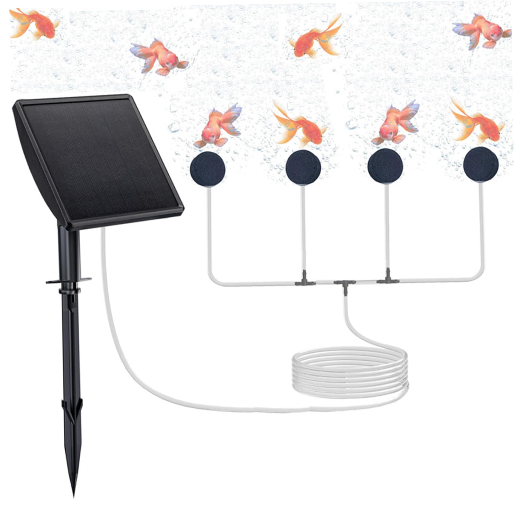 Aeratore per laghetto solare Pompa ad solare da 2 W con batteria incorporata per acquario da esterno Pompa di ossigeno a basso rumore a 3 modalità per laghetto da giardino Acquario Cortile 4 p