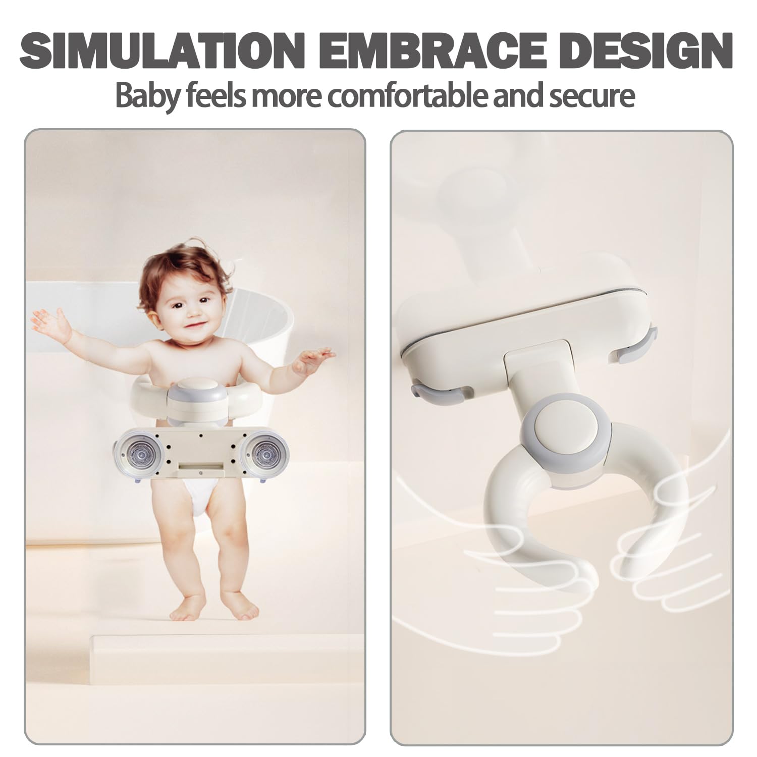 Toddler Bath Stand-Wall-Mounted Children's Bath Rack, Foldable & Adjustable Infant Bath for Babies 6 Months to 3 Years Old, Easy to Clean|Convenient for Travel（Grey）