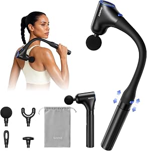 RENPHO Massage Gun with Extension Handle for Independent Reach, Detachable 4-in-1 Neck & Back Massager, 10mm Deep Tissue Muscle Massager, Handheld Relaxation Tool, Portable Gift for Men Women