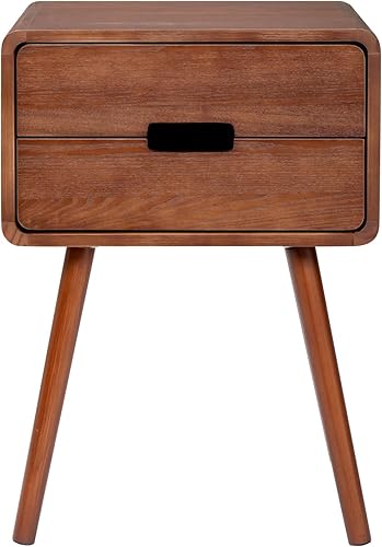 Miniatura 5 de Karl home Mesita de noche moderna de mediados de siglo para dormitorio, mesita de noche escandinava con 4 patas de madera maciza, mesa auxiliar de 2