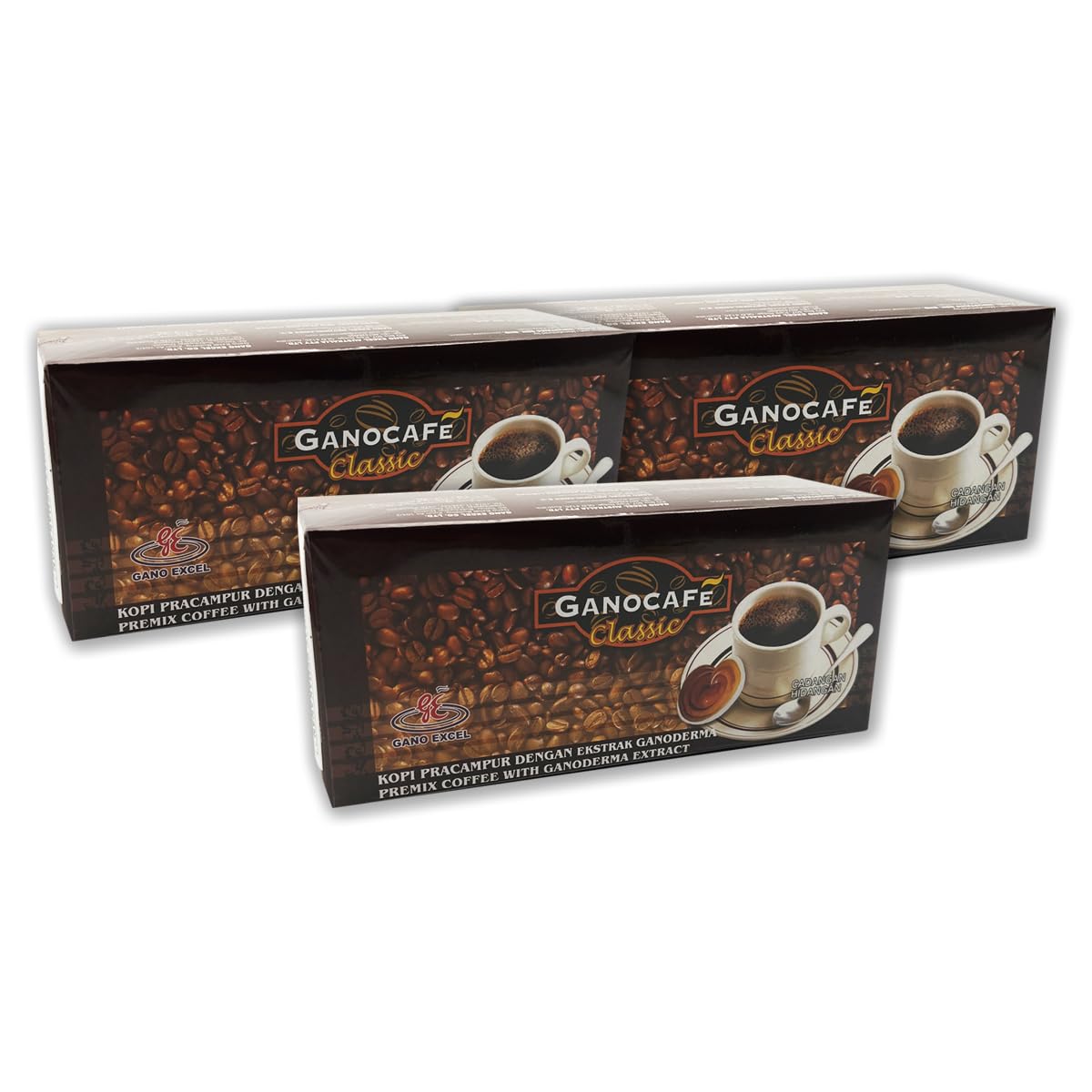 HAGEN Generic Gano Excel Gano Cafe Classic Dark Roast Instant Black Coffee 30 sachets x 3g (3 Boxes)