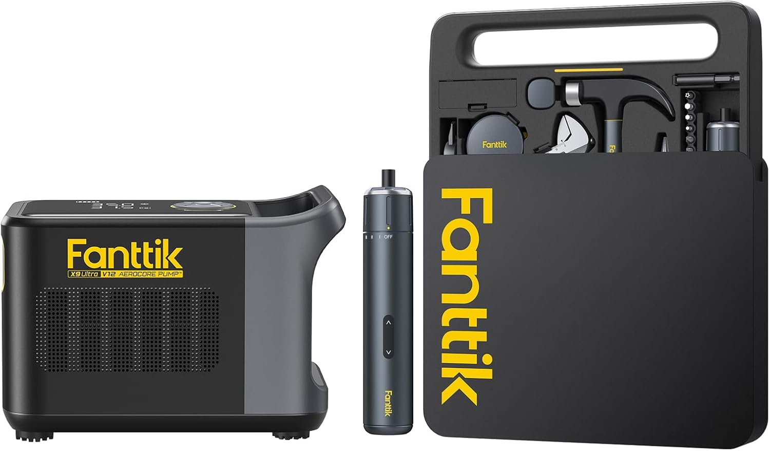 Fanttik S1 NEX Studio Electric Screwdriver Tool Kit & X9 Ultra™ Portable Tire Inflator for Pickup Truck