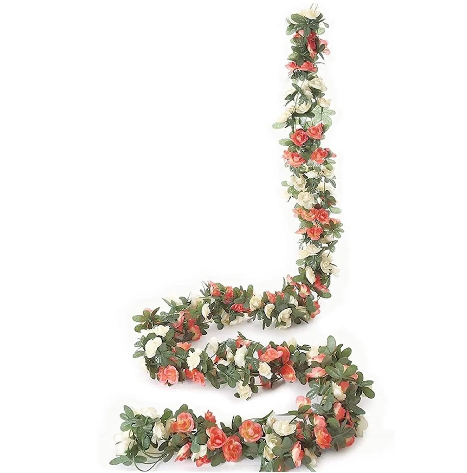 Künstliche Rosenranke 2,5 m lange Blumengirlande, künstliche Rosenrebe | Künstliche Blumen for Aufhängen, Efeu-Körbe, Hochzeitsbogen, Garten-Hintergrunddekoration(Rose Vine Orange,5pcs)