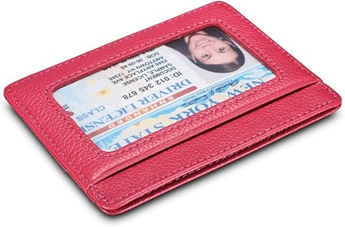 Miniatura 4 de KALMORE womens Credit Holder Genuine Leather Slim Minimalist Card Case Wallet, Black With Id Window