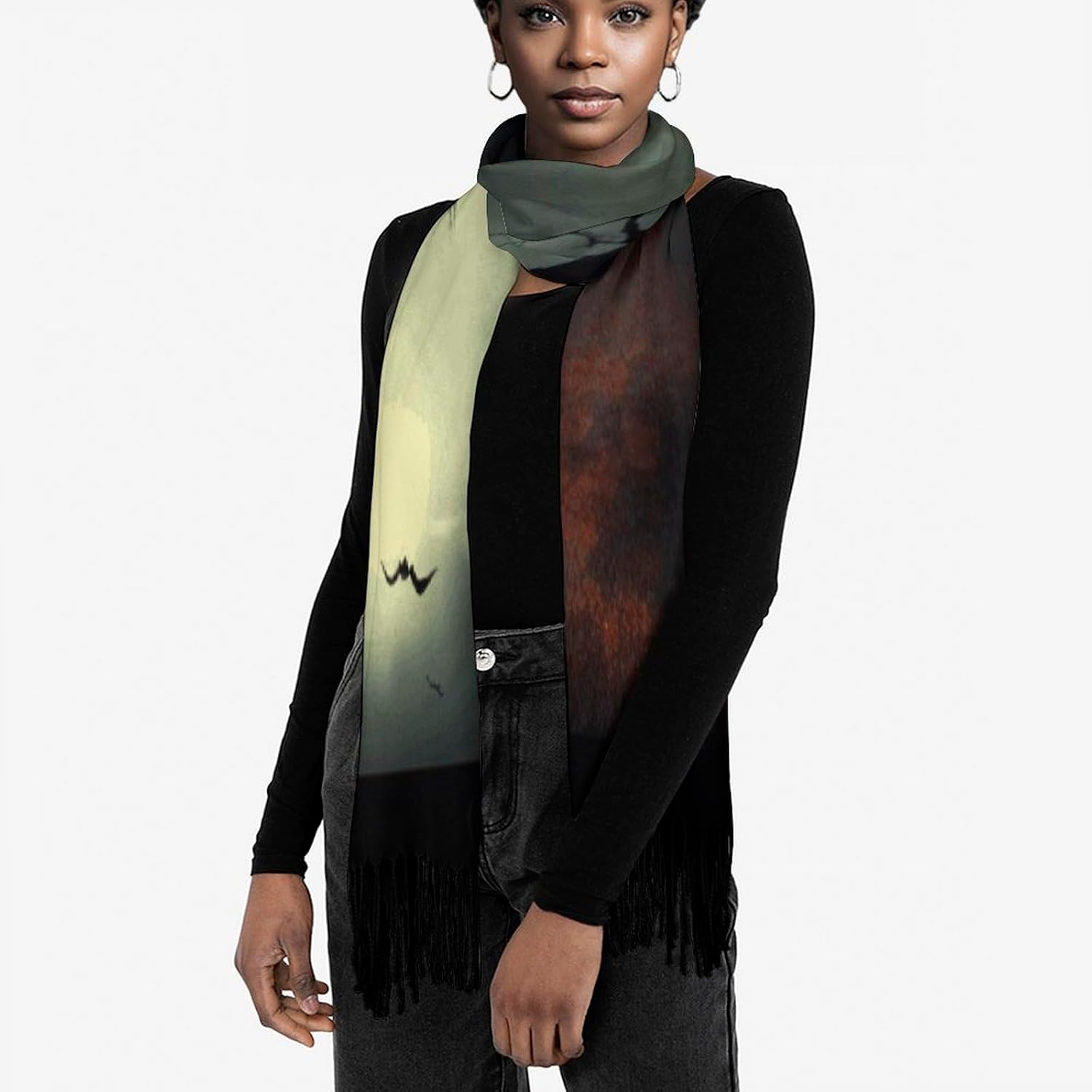 Halloween Horror Scarf for Women Men Soft Warm Fashion Blanket Scarves Classic Cashmere Feel Scarf Long Shawl Large Scarves Cold Weather Thick Blanket Scarfs