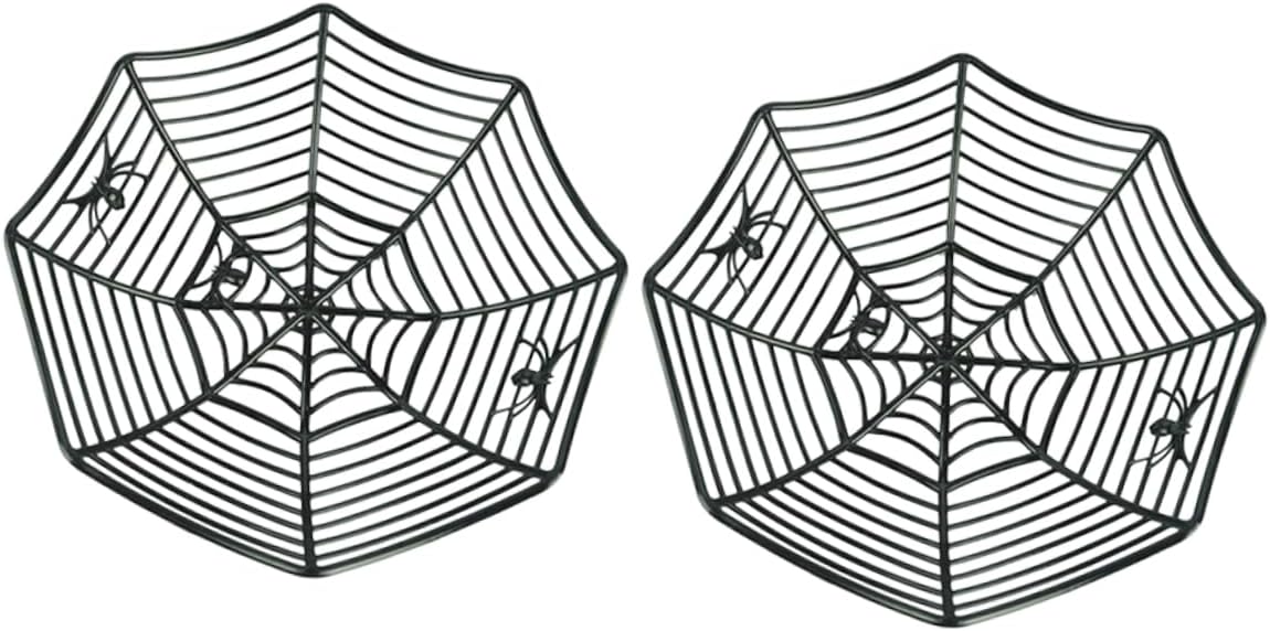 CHILDWEET Halloween Spider Web Candy Dish Plastic 2 Piece Black Storage