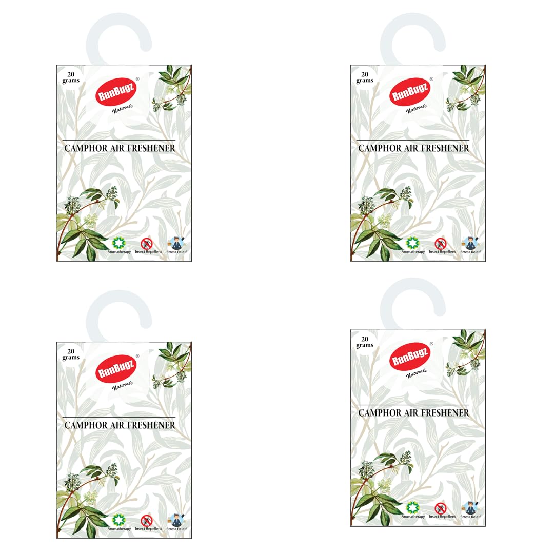Natural Camphor Air Freshener Sachet For Wardrobe, Home, Bathroom, Drawer, Room Toilets (20gm Each - Pack of 4)