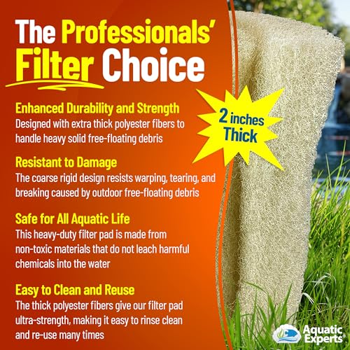 Image of Aquatic Experts Cream COARSE Pond Filter Pad - 2 inch Thick - Bulk Roll Water Garden Filter Pond Media - Made in USA (Cream Pond Bundle)