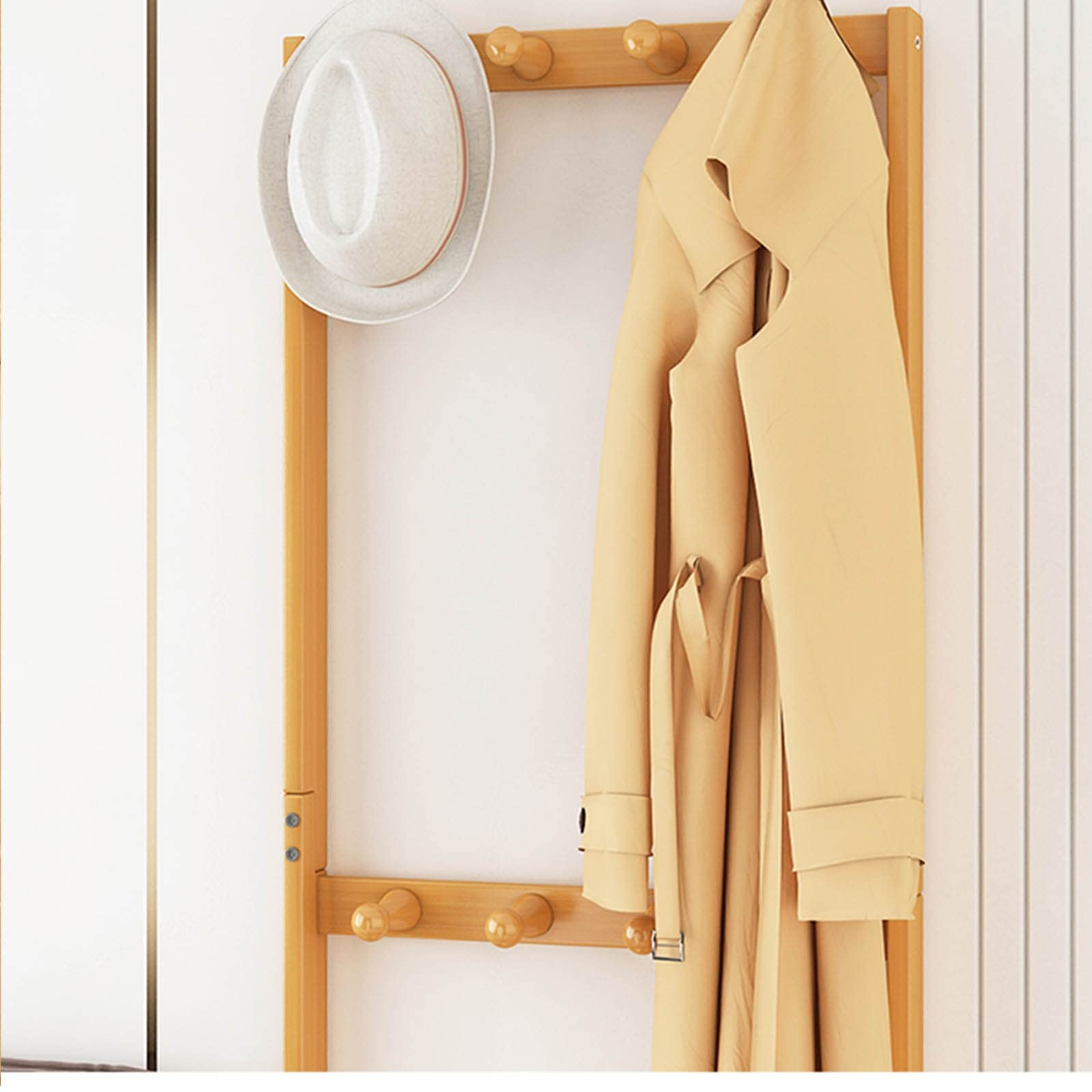 SAeWare Appendiabiti da pavimento, appendiabiti multifunzionale per camera da letto, per appendere vestiti, sciarpe, cappelli, borse all'aperto, ampio spazio di archiviazione, giallo, 42 x 165 cm