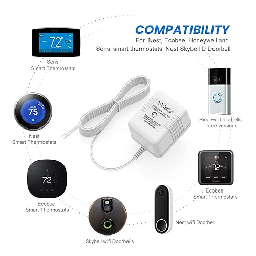 B083Y1VK9H_image_1 Transformador de timbre con certificación UL, fuente de alimentación de 24 V compatible con Nest, Arlo, Ring, Amcrest, Logitech y otros timbres,