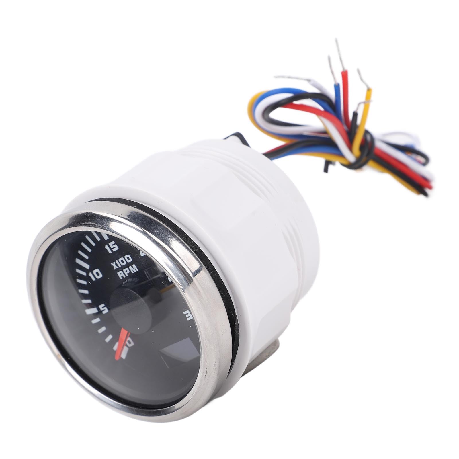 Conta Giri Universale, Tachimetro Elettromeccanico con Display Retroilluminato 52mm 0-3000 Giri/min per Camion, Barche, Motori, Veicoli a Benzina (Quadrante Nero Lunetta Argento)