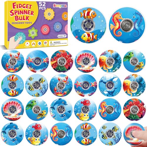 52 Pack Ocean Fidget Spinners Bulk Party Favors Classroom Prizes