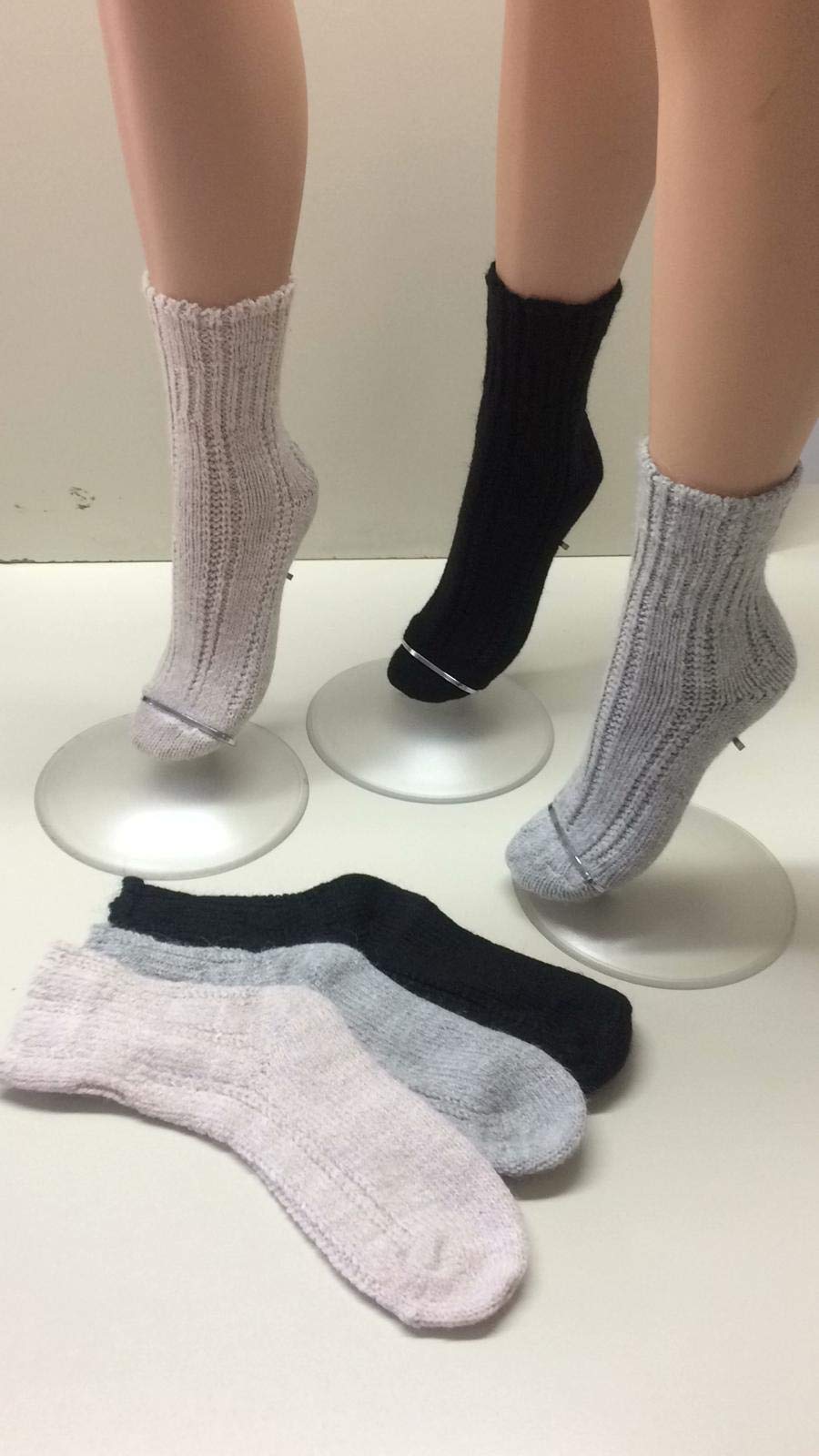 3 Pairs - Trendy women's socks - ALPACA LOLA Collection - soft and warm, in assortment in Black, Pearl and Beige colors (6-8) - Image 3